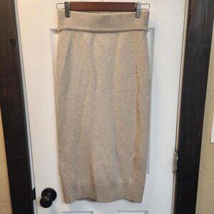H&M Beige Knit Midi Skirt with Back Slit- size XS